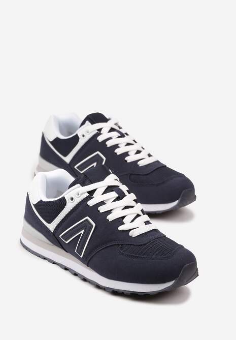 Granatowe Sneakersy Ozdobione Geometrycznym Motywem Rilenessa 5