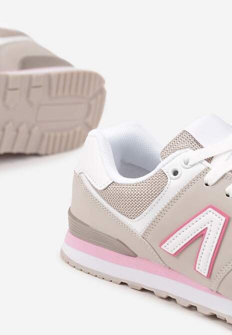 Ciemnobeżowe Sneakersy Ozdobione Geometrycznym Motywem Rilenessa 6