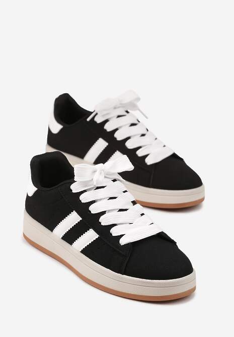 Czarno-Białe Sneakersy z Geometrycznym Wzorem Rillomia 5