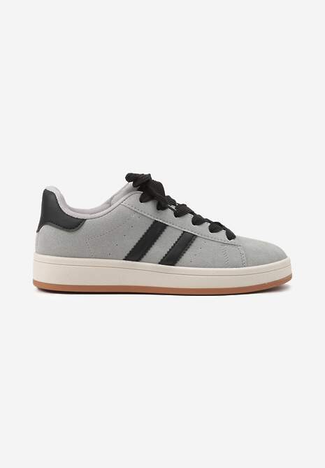 Szaro-Czarne Sneakersy z Geometrycznym Wzorem Rillomia 4