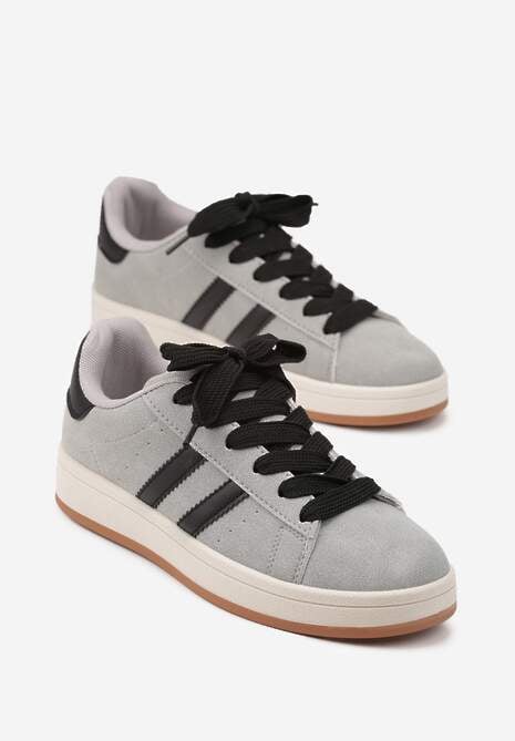 Szaro-Czarne Sneakersy z Geometrycznym Wzorem Rillomia 5