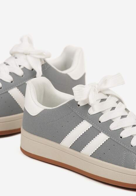 Szaro-Białe Sneakersy z Geometrycznym Wzorem Rillomia 6