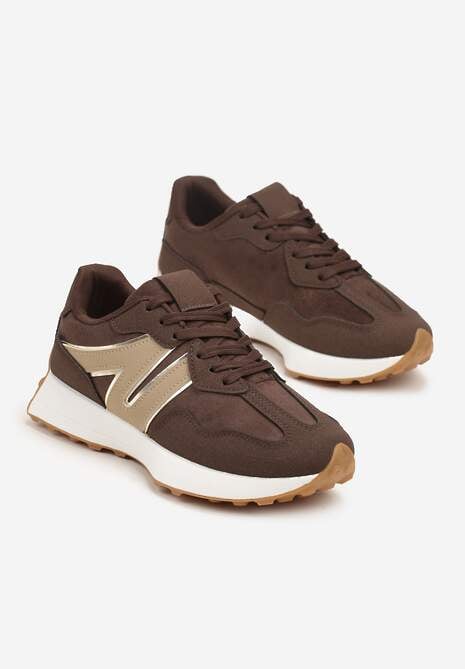Brązowe Sneakersy Ozdobione Geometrycznym Motywem Rilameia 5