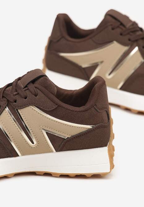 Brązowe Sneakersy Ozdobione Geometrycznym Motywem Rilameia 6