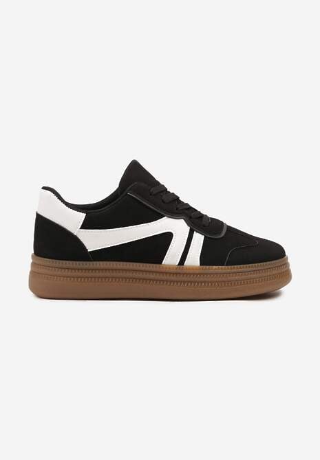 Czarne Sneakersy Tenisówki Ozdobione Geometrycznym Wzorem Shie 4
