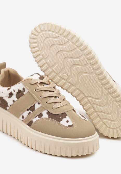 Czarno-Białe Sneakersy na Tłoczonej Platformie z Paskami Rilasena 6