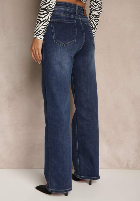 Niebieskie Szerokie Jeansy z Bawełną Yllerie 5