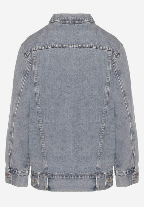 Niebieska Kurtka Jeansowa o Casualowym Fasonie Belissen 7