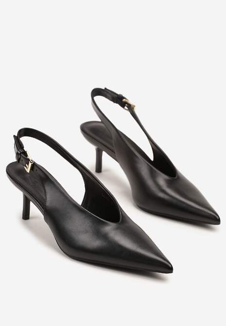 Czarne Czółenka Typu Slingback na Szpilce Latinea 5