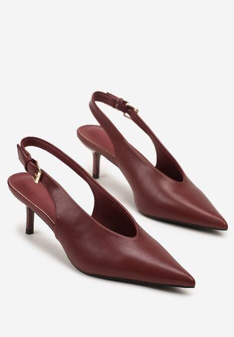 Bordowe Czółenka Typu Slingback na Szpilce Latinea 5