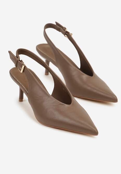 Brązowe Czółenka Typu Slingback na Szpilce Latinea 5