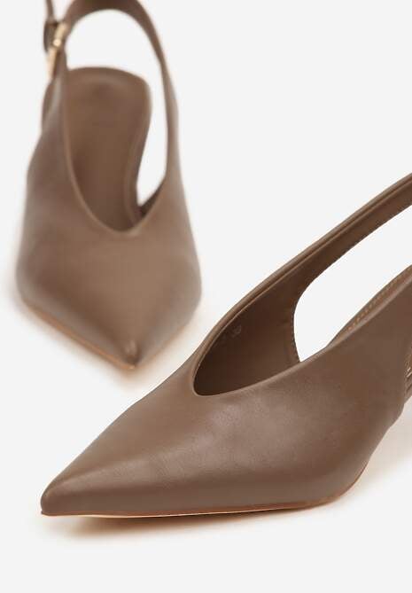 Brązowe Czółenka Typu Slingback na Szpilce Latinea 6