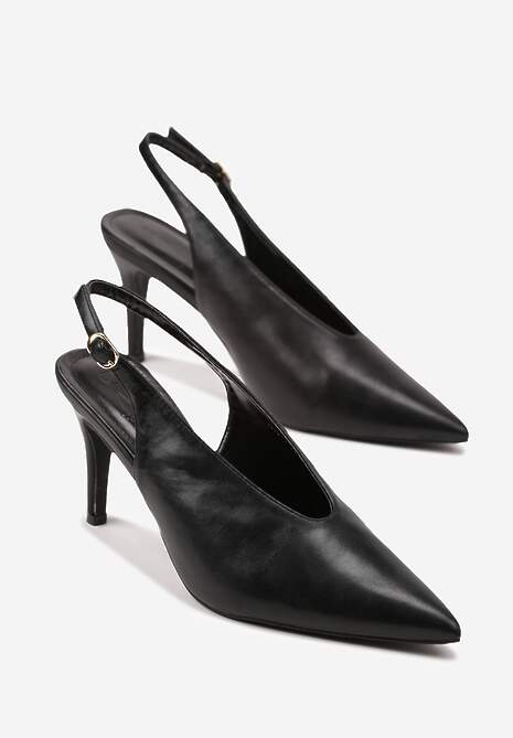 Czarne Sandały Slingback na Obcasie Typu Szpilka Latira 5