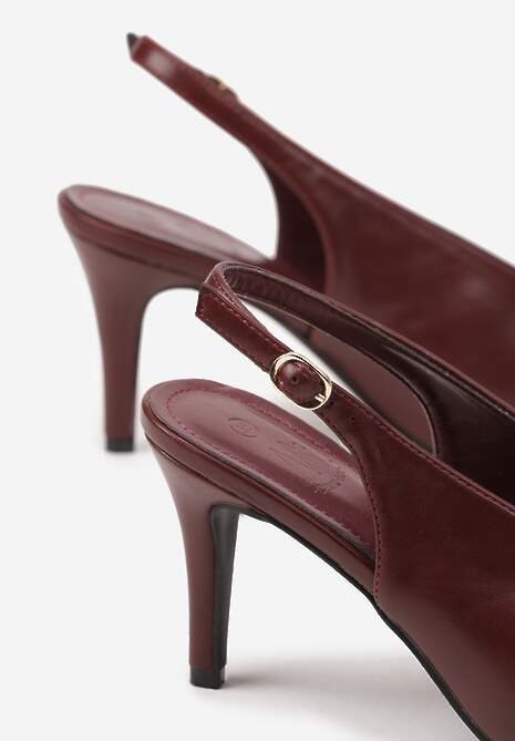 Bordowe Sandały Slingback na Obcasie Typu Szpilka Latira 6