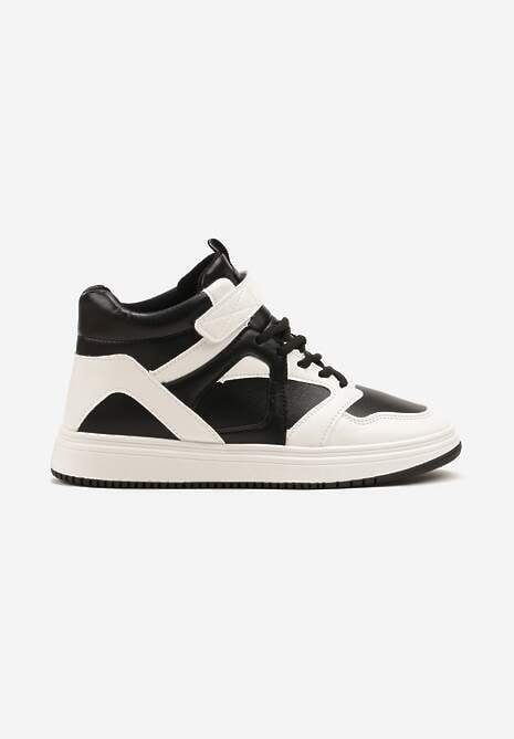 Czarno-Białe Sneakersy z Wysoką Cholewką Ylattia 4