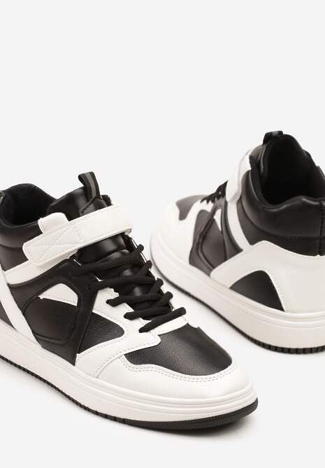 Czarno-Białe Sneakersy z Wysoką Cholewką Ylattia 6