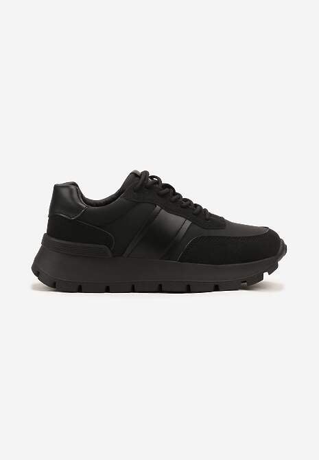 Czarne Sneakersy na Platformie z Tłoczeniem Tillivalle 4