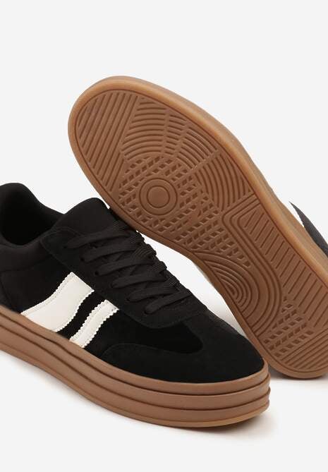 Czarne Sneakersy Typu Kultowe Tenisówki na Niskiej Platformie Tulafia 6