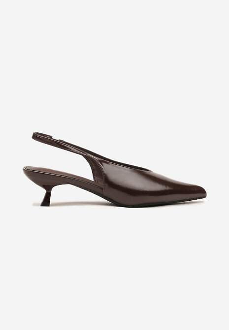 Brązowe Czółenka Slingback na Obcasie Typu Kaczuszka Latorra 4