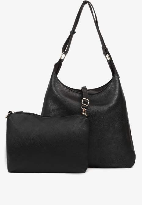 Czarna Torebka Hobo z Kosmetyczką i Paskiem Crossbody Zarosea