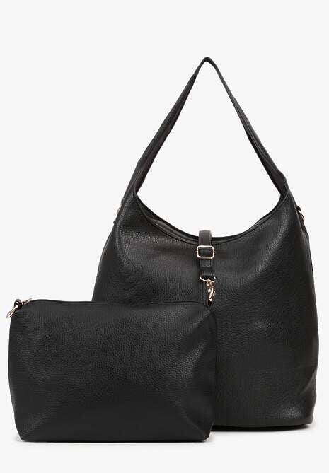 Czarna Klasyczna Torebka Hobo z Kosmetyczką i Paskiem Crossbody Fesulea