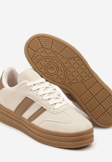 Beżowe Sneakersy w Stylu Klasycznych Tenisówek na Platformie Nallania 6