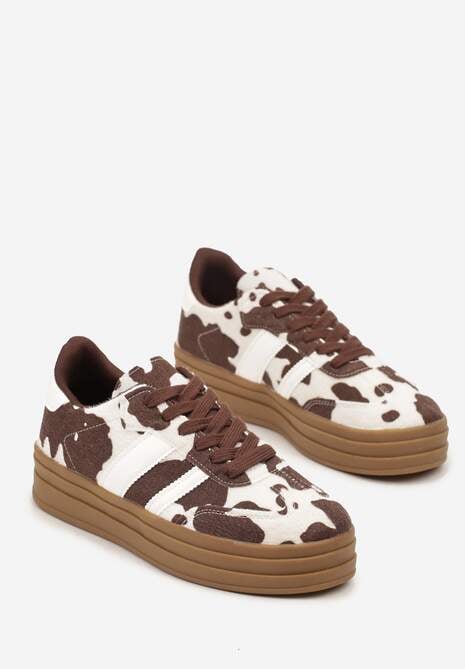 Brązowe Sneakersy w Stylu Klasycznych Tenisówek na Platformie Nallania 5