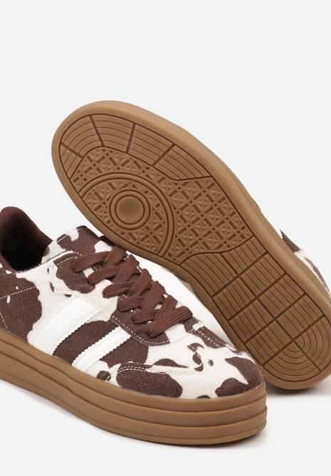 Brązowe Sneakersy w Stylu Klasycznych Tenisówek na Platformie Nallania 6