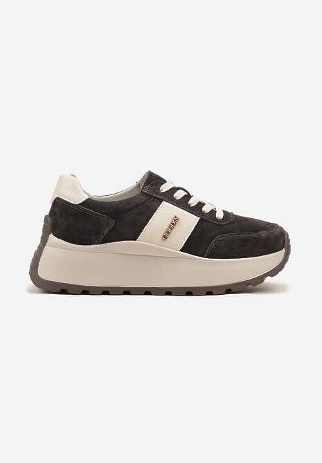 Brązowe Sneakersy z Naturalnego Zamszu ze Skórzaną Wkładką Latisella 4