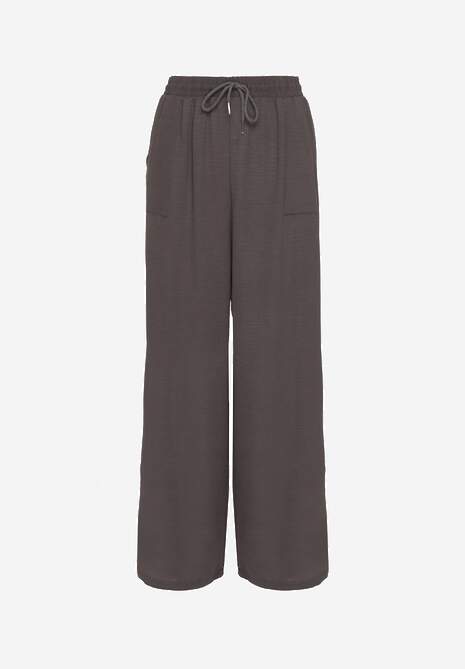 Szare Szerokie Spodnie z Wiskozą z Gumką w Pasie Lealirre 6