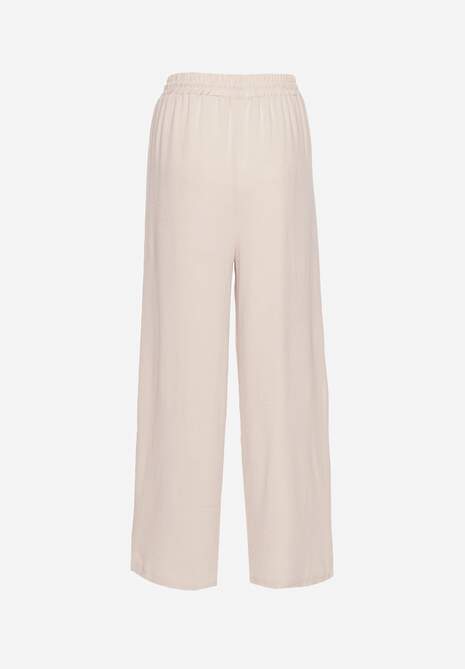 Beżowe Szerokie Spodnie z Wiskozą z Gumką w Pasie Lealirre 7