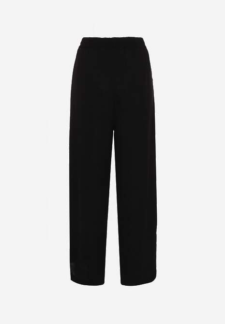 Czarne Szerokie Spodnie z Wiskozą z Gumką w Pasie Lealirre 7