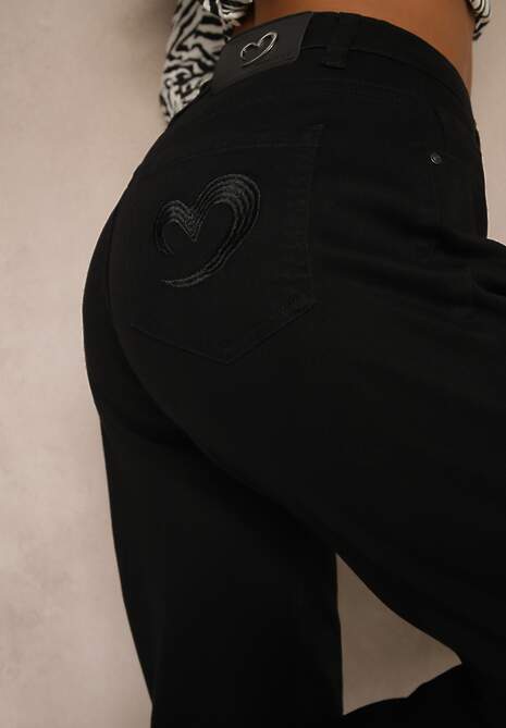 Czarne Jeansy Mom Fit Regular Waist Feselesa 5