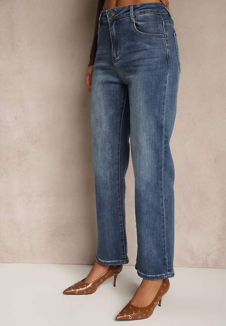 Niebieskie Proste Jeansy Regular Waist Fesalira 4