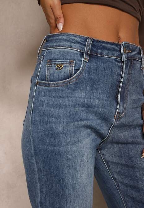 Niebieskie Proste Jeansy Regular Waist Fesalira 5