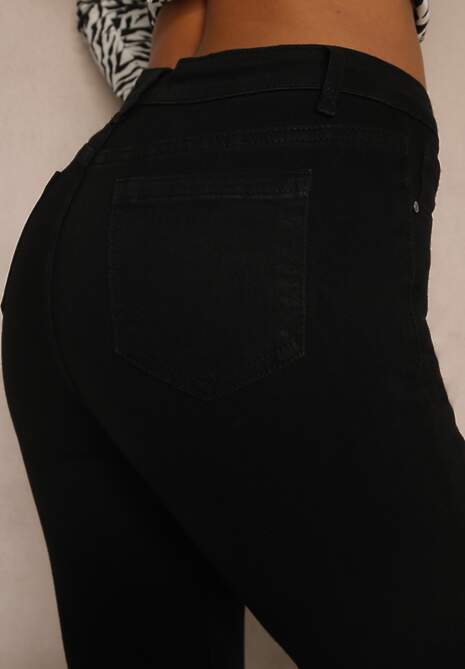 Czarne Jeansy Regular Waist o Fasonie Flare Vemia 5