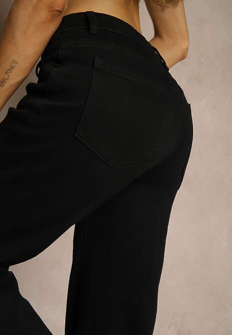 Czarne Jeansy Wide Leg High Waist z Bawełną i Domieszką Wiskozy Zozelia 5