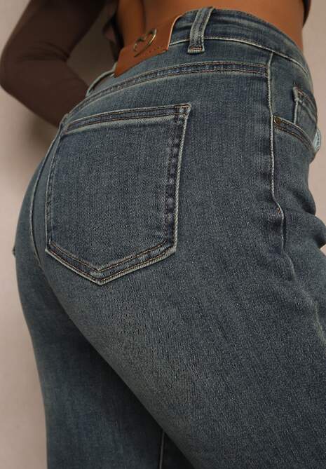 Niebieskie Jeansy High Waist o Kroju Dzwonów Feseara 5
