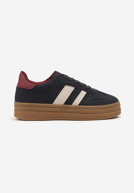 Niebieskie Sneakersy w Stylu Klasycznych Tenisówek na Platformie Nallania 4