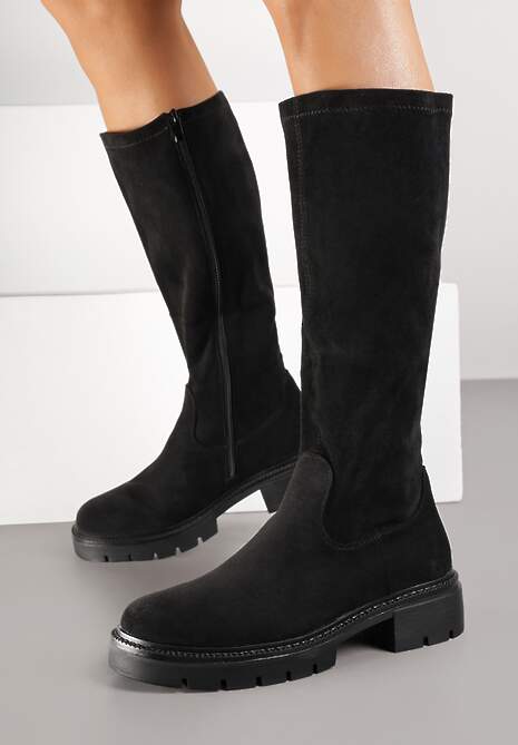 Czarne Kozaki z Siateczki z Cyrkoniami Amrah - Renee