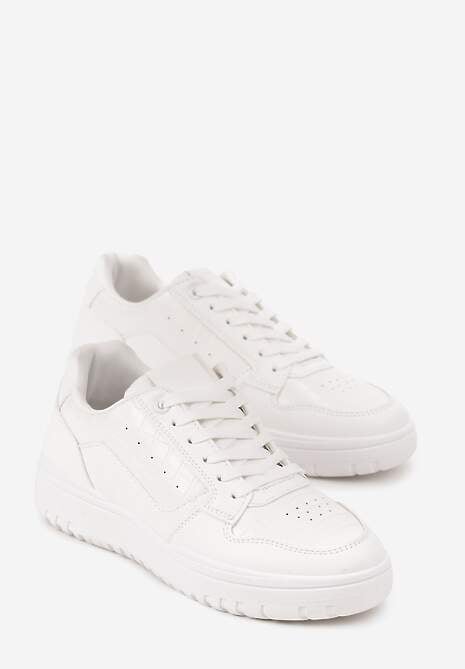 Białe Sneakersy Ozdobione Perforacją i Geometrycznym Motywem Idariele 5