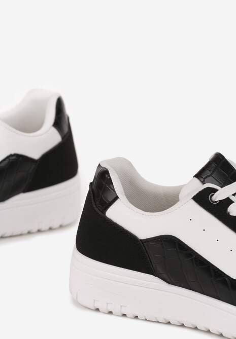 Biało-Czarne Sneakersy Ozdobione Perforacją i Geometrycznym Motywem Idariele 6