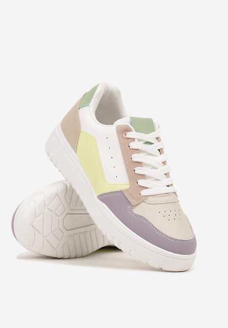 Fioletowe Sneakersy Ozdobione Perforacją i Geometrycznym Motywem Idariele 5