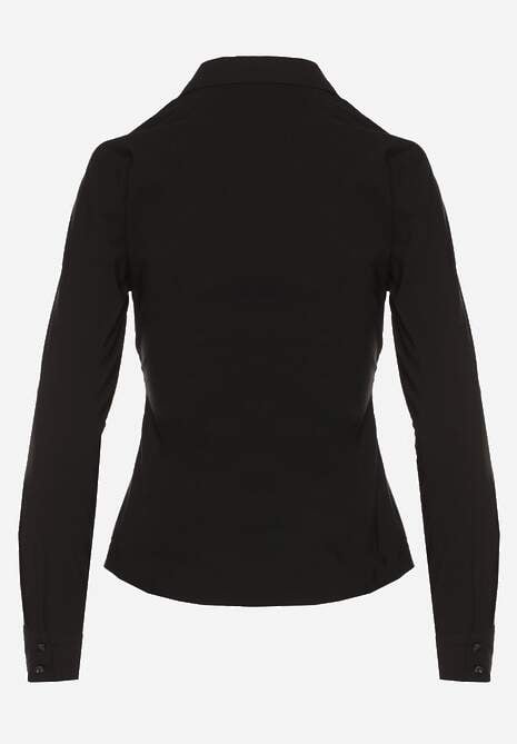 Czarna Marszczona Koszula z Bawełną Avenarie 7