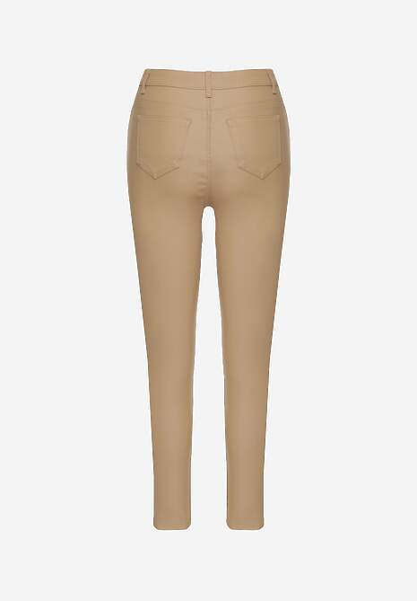 Beżowe Casualowe Spodnie Skinny o Modelującym Fasonie Elovi 7