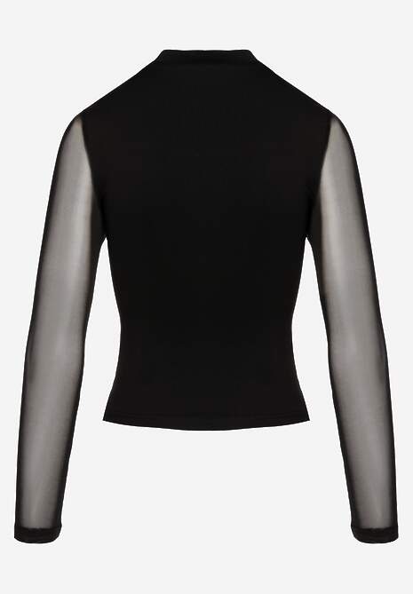 Czarna Bluzka Golf Vices z Przezroczystymi Rękawami Kariale 7