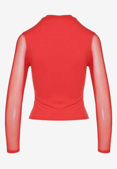 Czerwona Bluzka Golf Vices z Przezroczystymi Rękawami Kariale 7
