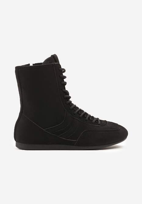 Czarne Bokserskie Sneakersy ze Sznurowaną Cholewką Harville 4
