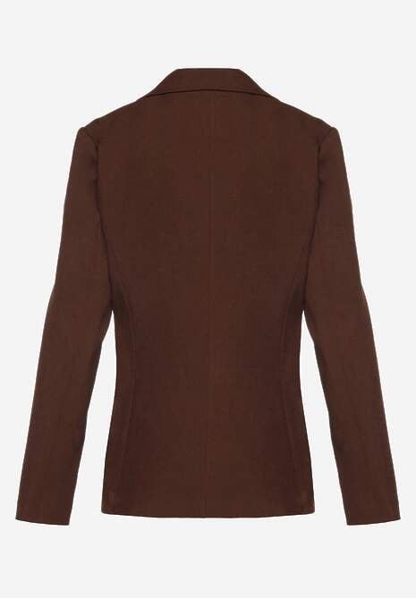 Brązowa Dwurzędowa Marynarka z Usztywnioną Linią Ramion Clanira 7