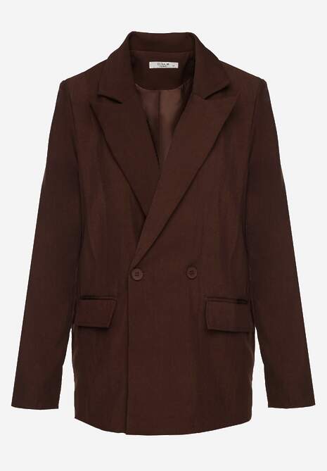 Brązowa Marynarka Dwurzędowa o Kroju Oversize Clasora 6